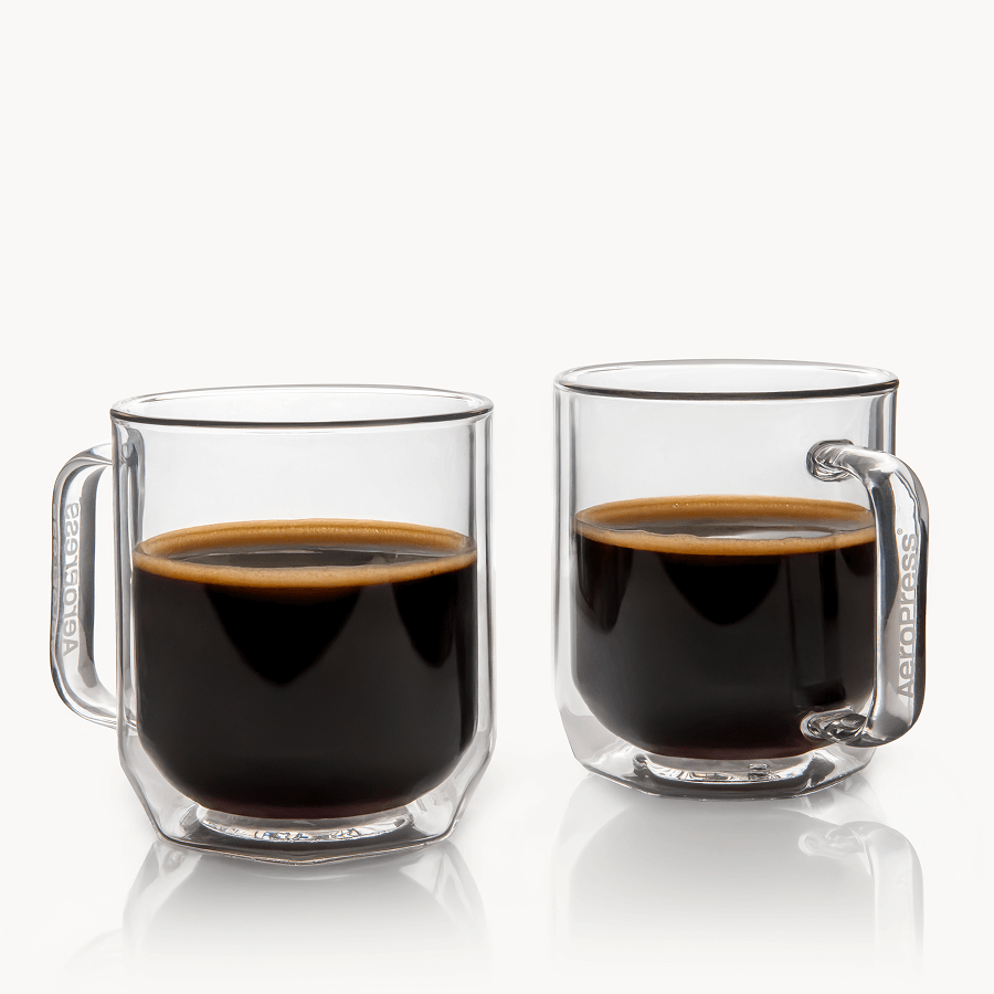 AeroPress Double Wall Glass Coffee Mug - 2 Pack Home Coffee Mug Accessory