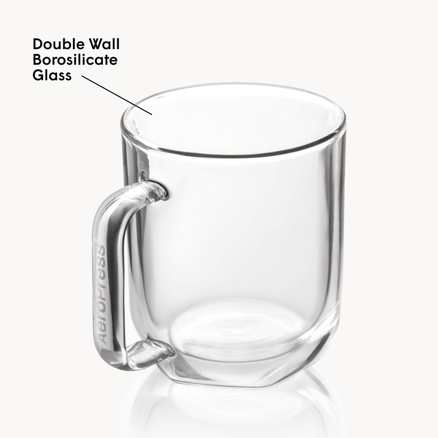 AeroPress Double Wall Glass Coffee Mug - 2 Pack Home Coffee Mug Accessory
