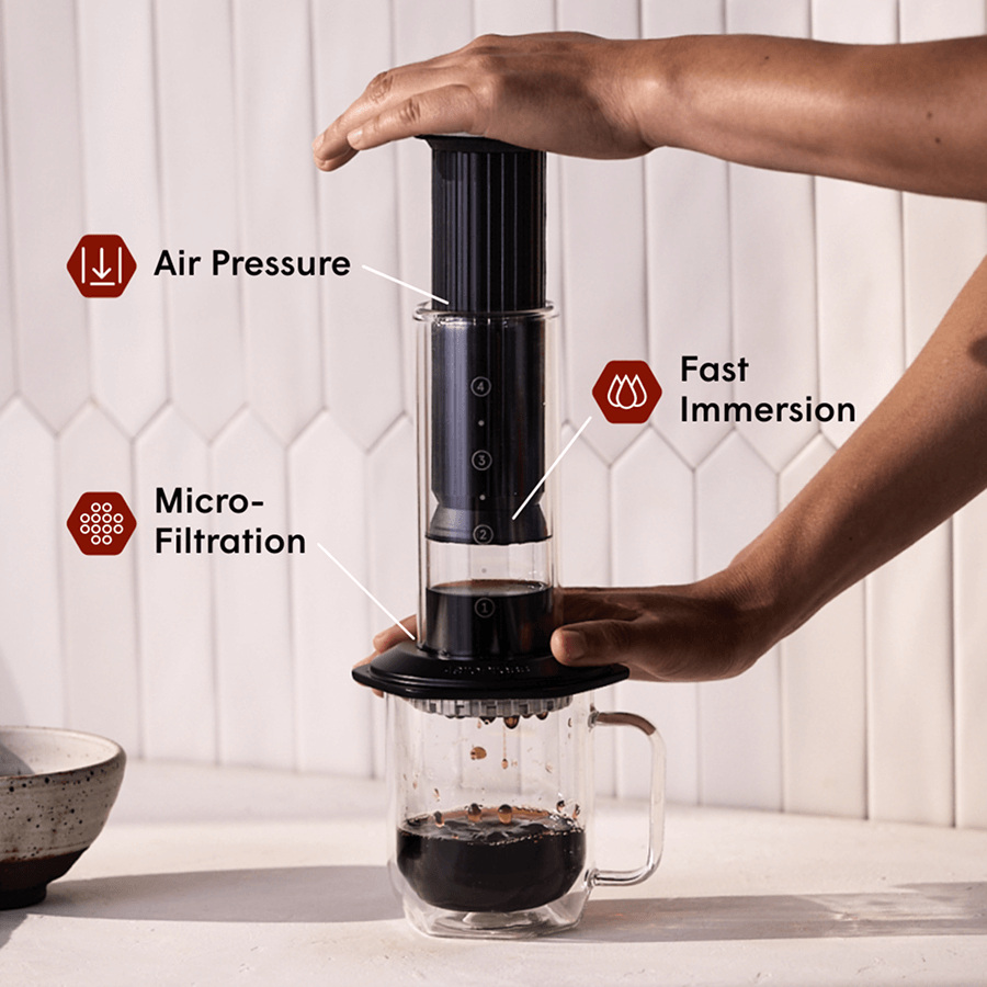 AeroPress Double Wall Glass Coffee Mug - 2 Pack Home Coffee Mug Accessory