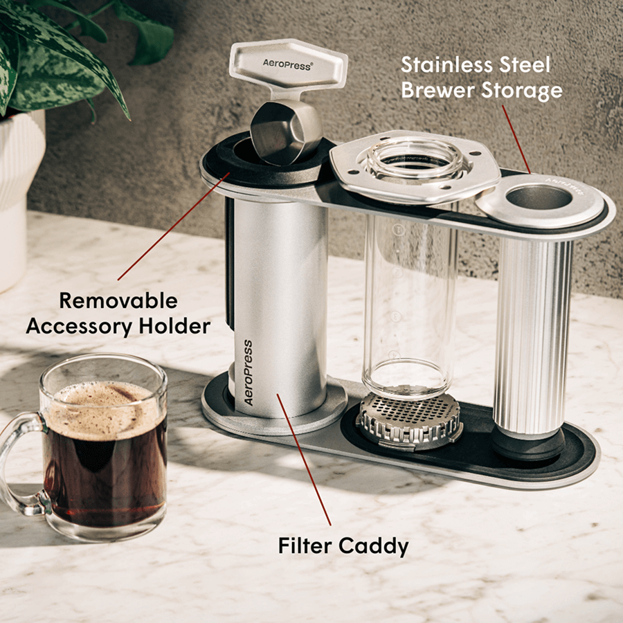 AeroPress Organizer Stand - Stainless Steel Compact Coffee Storage Accessory