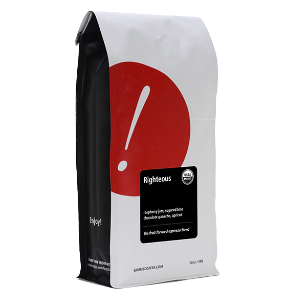 Righteous (Organic) 12 oz Cafe Style Espresso Coffee